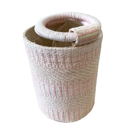 SIGRID OLSEN Woven Pink & Cream Bucket Handbag Purse Tote Beach Fashion NEW - Picture 13 of 16